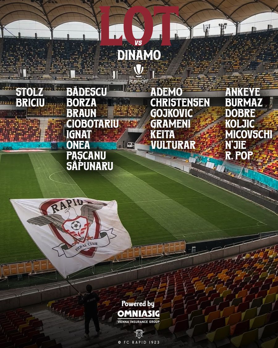 Rapid - Dinamo, derby bucureștean în play-off-ul Superligii » Primele informații de la Arena Națională