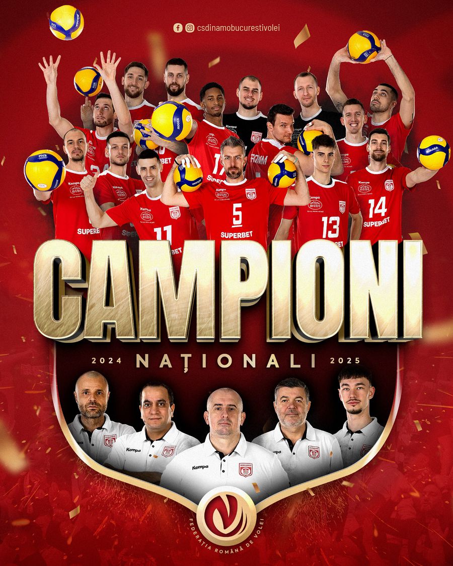 Dinamo Bucharest, the Romanian champion at the men's volleyball, after three decades after the last title! Room full in Brasov
