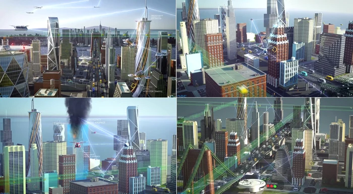Collage Illustrations with autonomous vehicles in road and air traffic coordinated by DRF YouTube