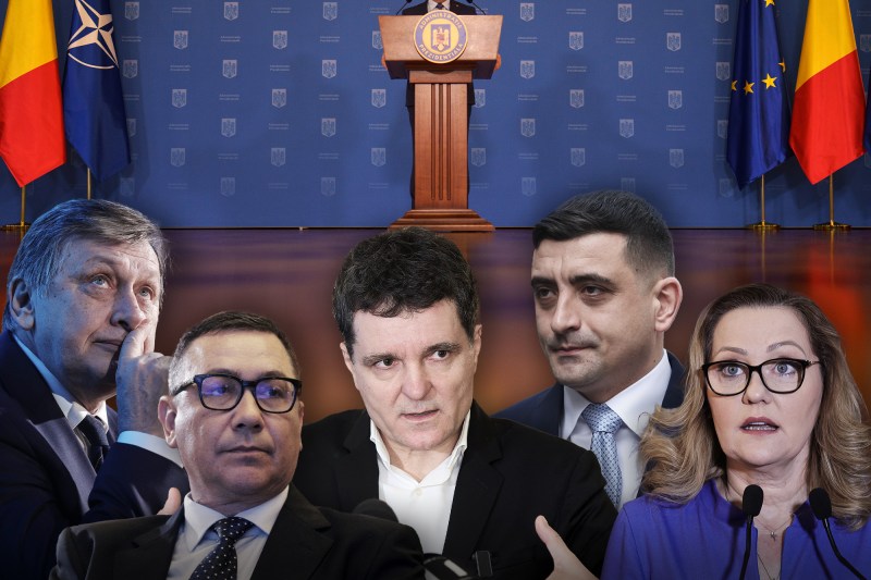 Crin Antonescu, Victor Ponta, Nicușor Dan, George Simion and Elena Lasconi. Collage: Ion Mateș / Hotnews. Photo: Inquam Photos, Profimedia