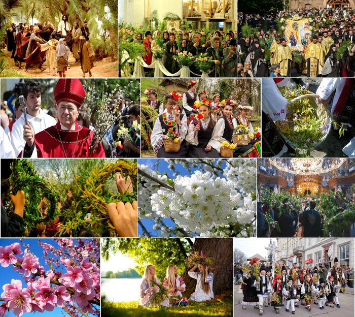 Traditions and customs of flowers in Orthodox and Catholic Christians in Romania collage