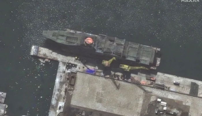 Satellite images with the largest North Korean war ship. Photo: X.