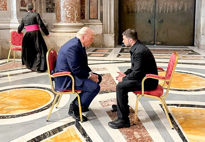 Donald Trump meeting and Volodimir Zelenski in Saint Peter Basilica from Vatican/Photo: X
