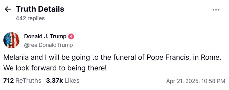 Trump announced that he would go to the funeral of Pope Francis photo 1
