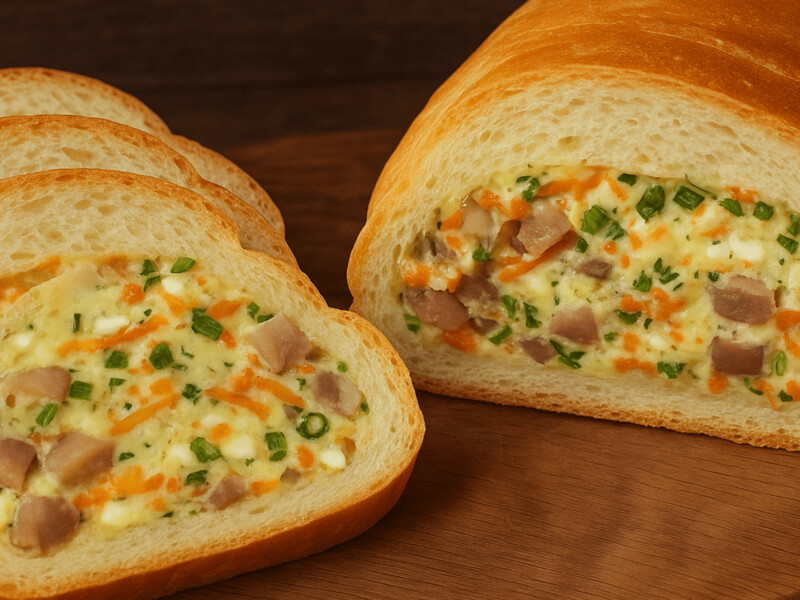 Flap a loaf with this filling - and you get a delicious appetizer. Available recipe without baking