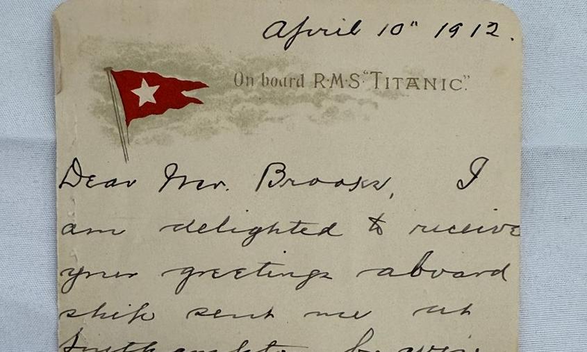 Letter from Titanic sold for a record amount. Its author survived the disaster
