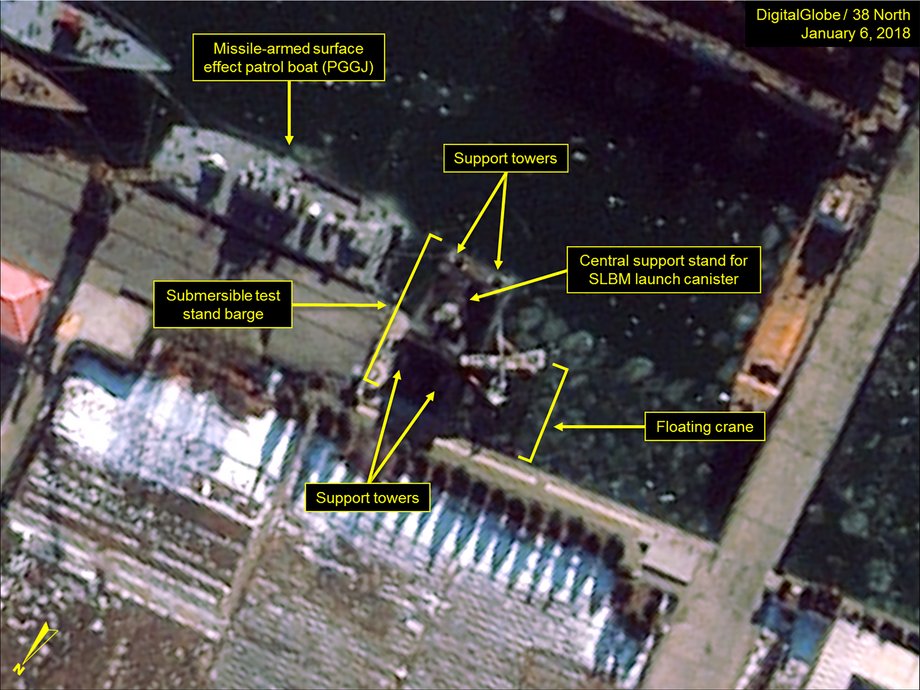 Work is underway on the ship's underwater test position visible in the Naval Shipyard NAMPO.