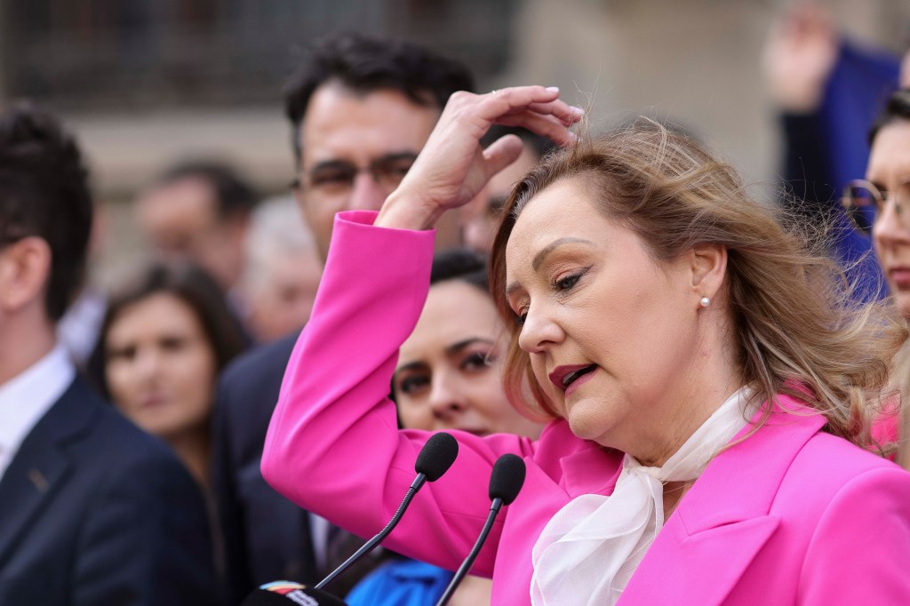 Submission of the application file of the president of the USR party, Elena Lasconi, at the headquarters of the Central Electoral Bureau in Bucharest, March 13, 2025. Inquam Photos / Octav Ganea