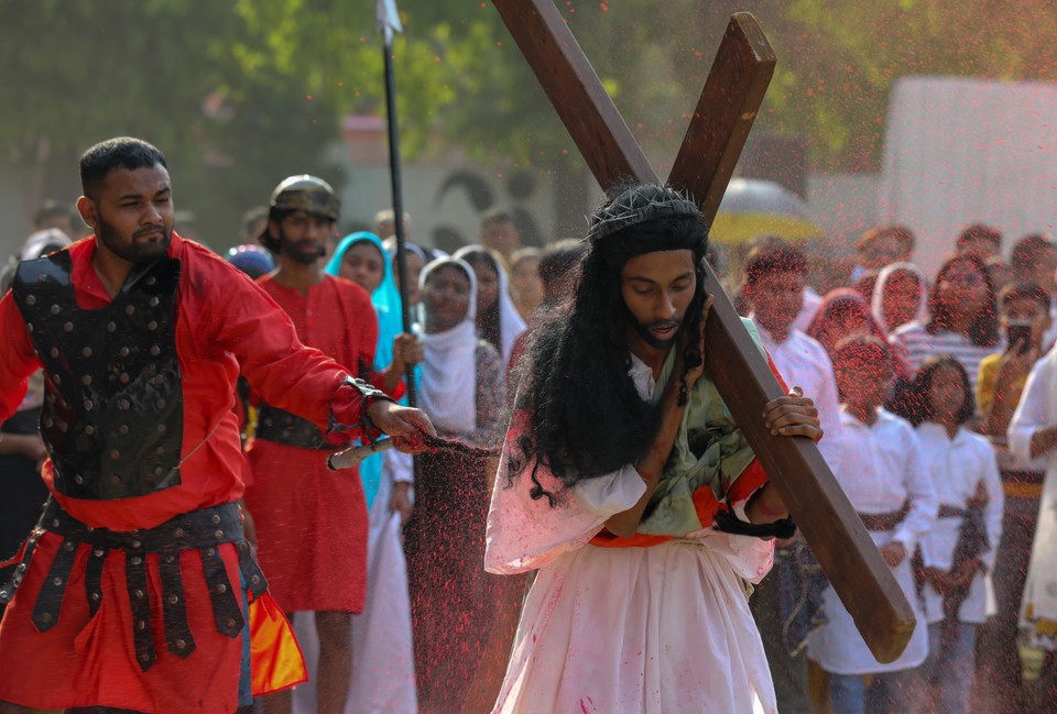 Reconstruction of the Way of the Cross on Good Friday in New Delhi, India