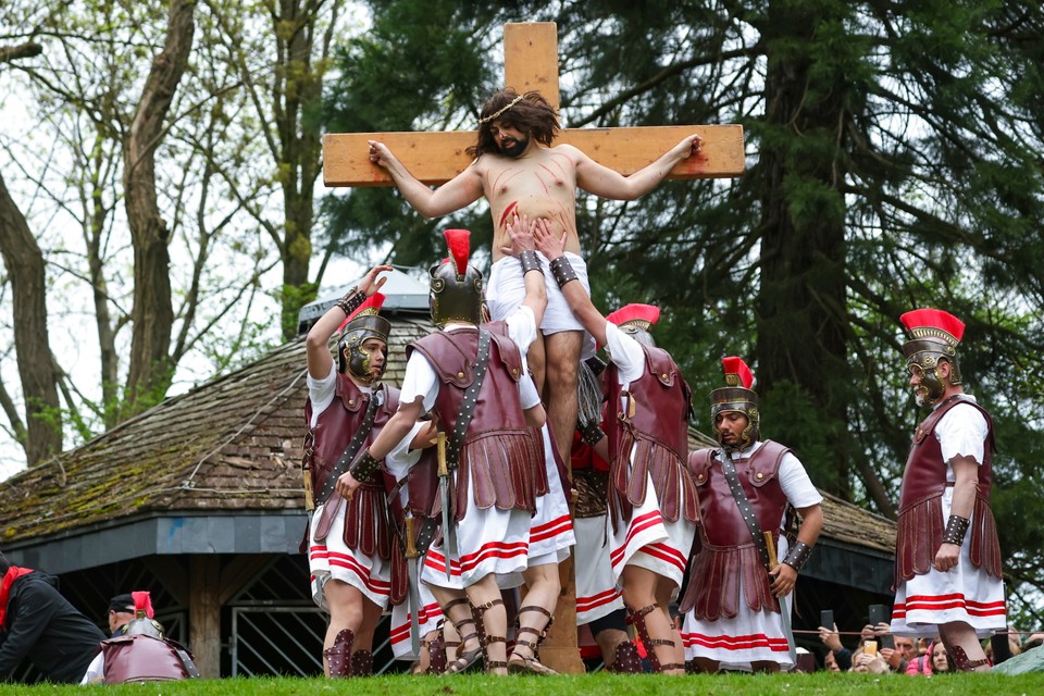 The Way of the Cross during a large procession in Wuppertal, Germany
