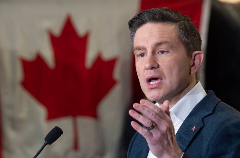 Conservative leader Pierre Poilievre during a press conference in Ontario, March 17, 2025.