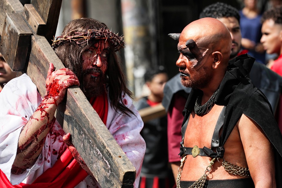The large procession of the Way of the Cross in Comayguela in Honduras