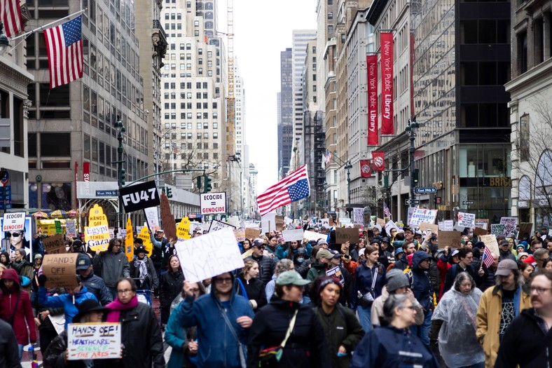 Protest against US President Donald Trump and the policy of his administration, New York, April 5, 2025.