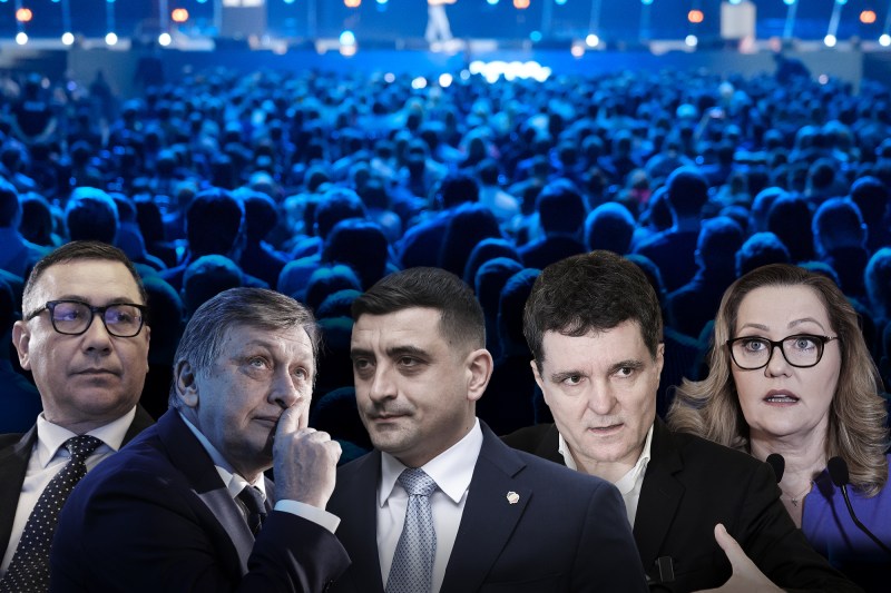 Crin Antonescu, Victor Ponta, Nicușor Dan, George Simion and Elena Lasconi. Collage: Ion Mateș / Hotnews. Photo: Inquam Photos, Profimedia