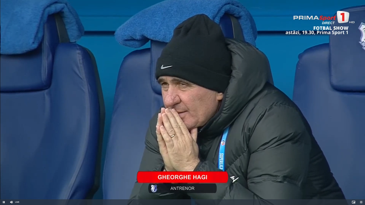 How Gică Hagi was surprised, a few minutes before the Lighthouse - Unirea Slobozia, photo: Capture first sport