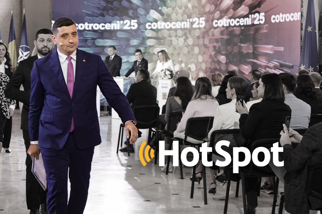 George Simion leaves the debate set of April 28, 2025. Inquam Photos / Octav Ganea