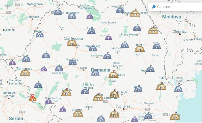 Map of Civil Protection shelters in Romania, photo: Hotnews