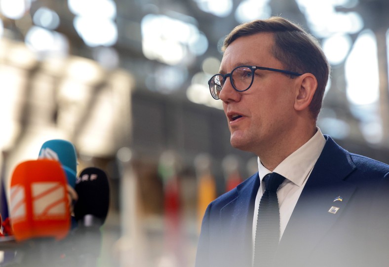 Kristen Michal, Prime Minister of Estonia, during the European Council. Brussels, March 20, 2025