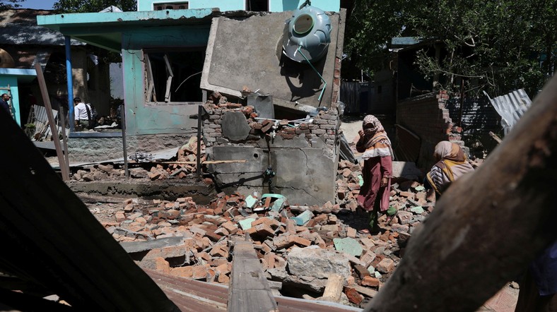 The demolished family home of Asifa Sheikh, suspected of participating in the attack. The village of Monghama in Kashmir administered by India, April 25, 2025.