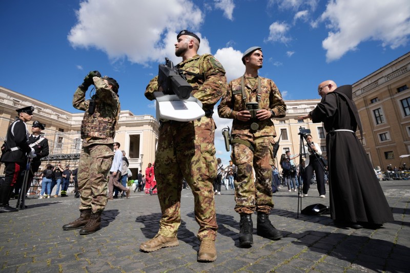 Antidron systems, Eurofighter aircraft and a destroyer will ensure security at Pope Francis's funerals