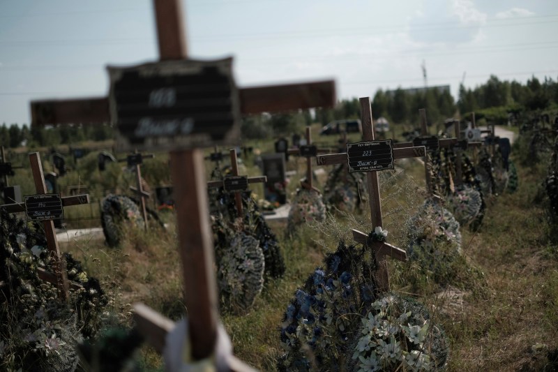 A video record shows men identified as Russian soldiers taking 4 Ukrainians as prisoners of war. Then the execution begins
