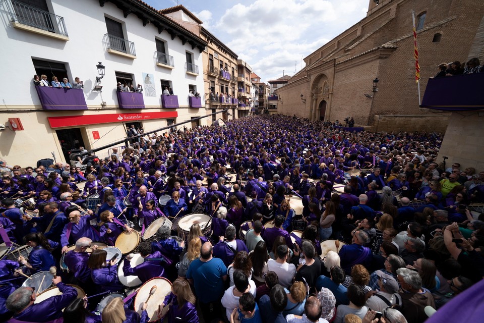 Traditional "Breaking the Hour"which took place at noon as part of the Spanish celebration of the Holy Week in the city of Calanda, Aragon, northeastern Spain