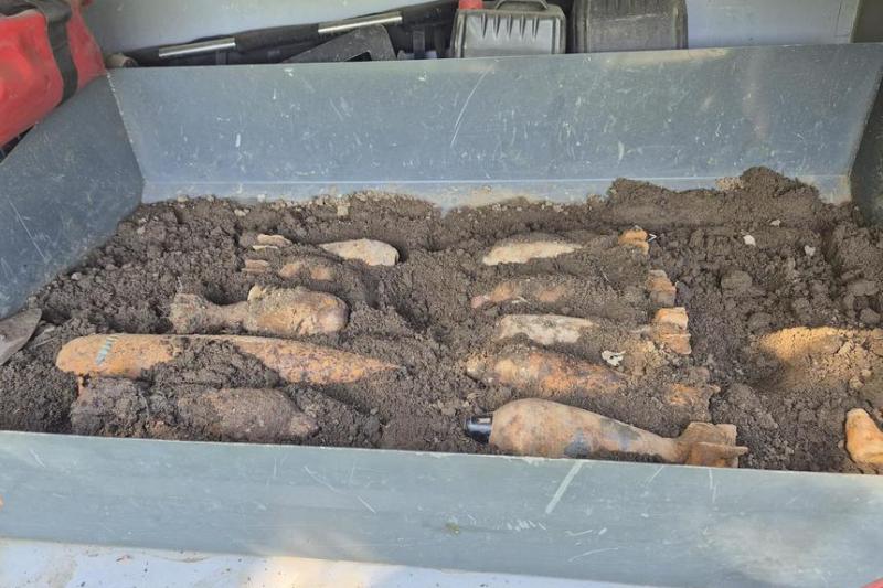 Unexploded ammunition, discovered in a forest in Iasi