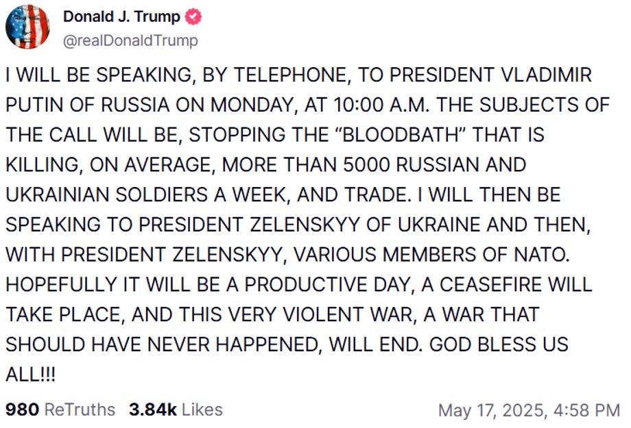 Donald Trump's entry on the Truth Social platform