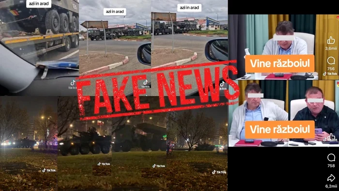 Photo collage showing different images, over which writes Fake News