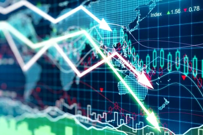 Graph of stock market indicating the steep decrease in shares prices