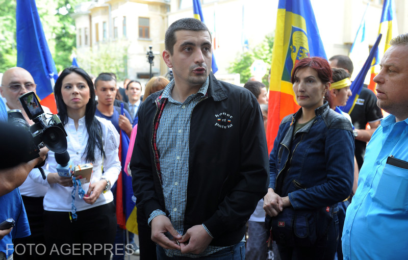 May 14, 2015 - Several people protest in front of the Embassy of the Republic of Moldova to express their disapproval of the actions committed by the Chisinau authorities against George Simion, the president of the Unionist Platform 2012. Photo: Liviu Șova / Agerpres