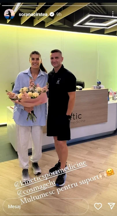 Sorana, received with flowers at the clinic by Gelu Cosma