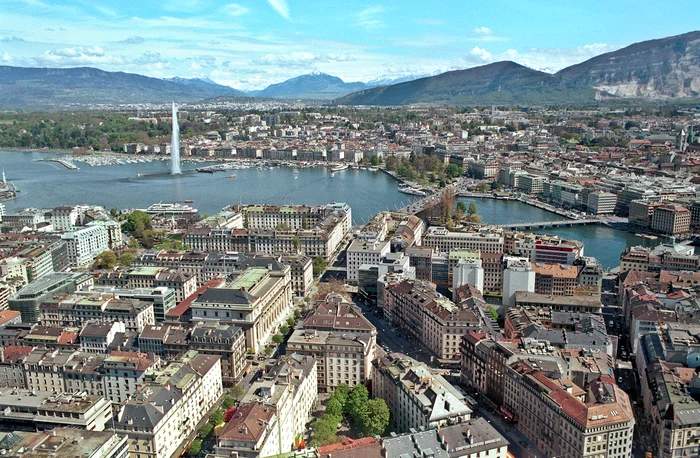 Panoramic view of the city of Geneva in Switzerland