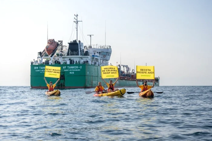 Greenpeace activists at a black sea protest