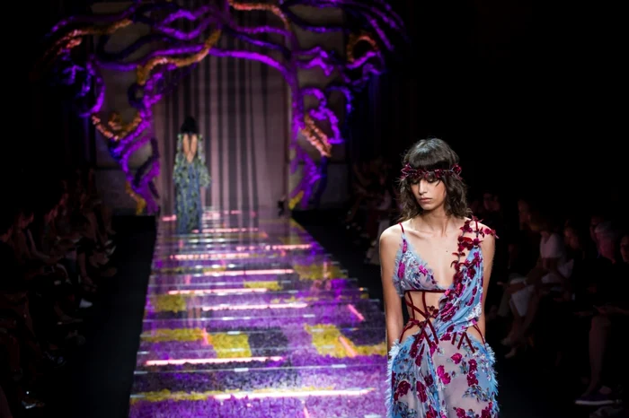 Two young models, at a fashion presentation