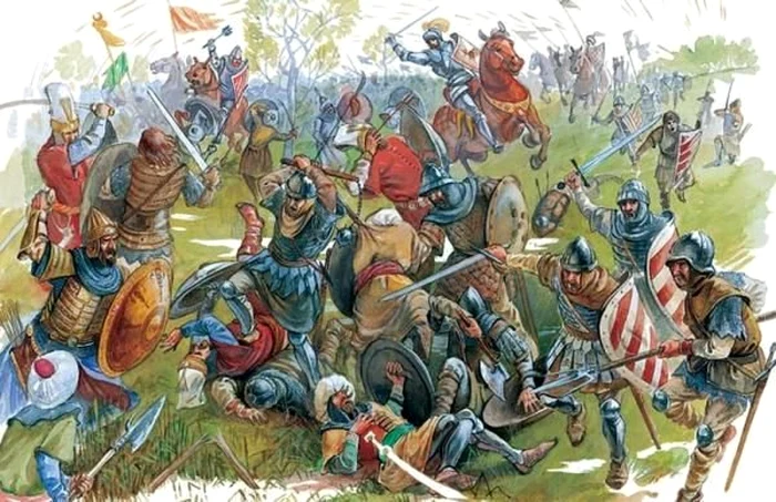 The Romanians' struggles with the photo Turks Radu Oltean/Mircea cel Mare and the fights with the Turks