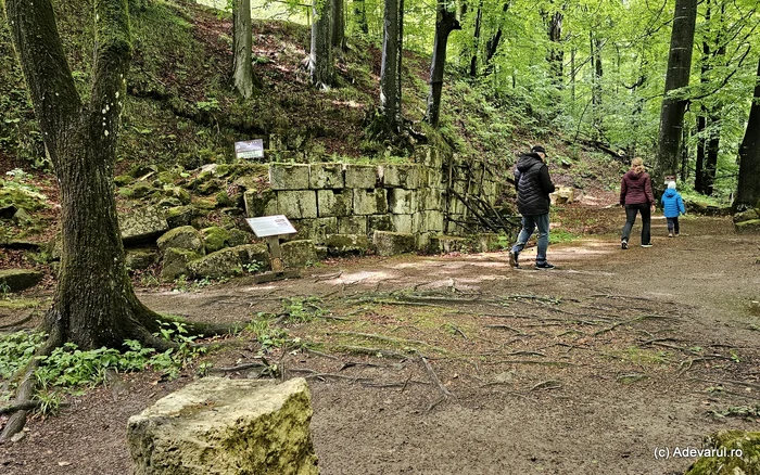 The pentagonal temple, with a wall supported to prevent slip. Photo: Daniel Guță. TRUTH