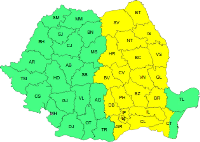 The counties under the yellow code of atmospheric instability. Photo ANM