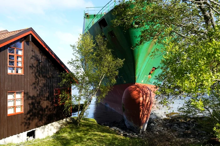 Authorities are trying to figure out how the ship came there photo Doren Burrell / Facebook