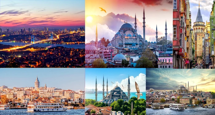 Collage of images with the goals that attract tourists from all over the world in Istanbul Photo DMS