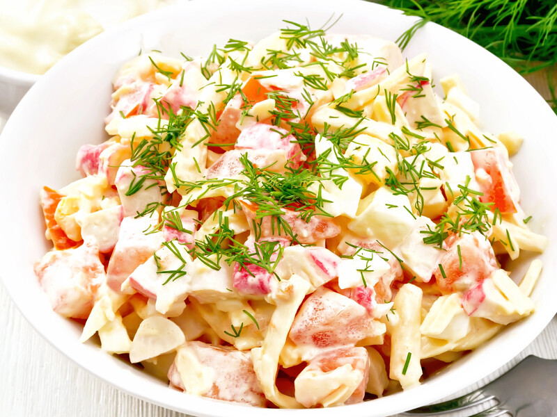 Add this to a salad of crab sticks - and it will acquire a fresh taste and a beautiful look. Easy recipe