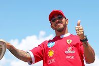Lewis Hamilton took off his hat after the result of Ferrari today: 