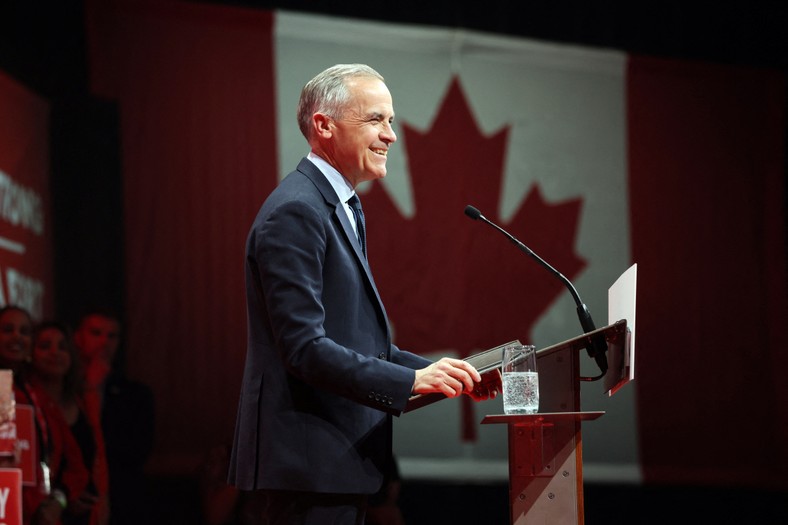The Prime Minister of Canada and the leader of the Liberal Party Mark Carney speaks to supporters in Ottawa, on April 29, 2025.