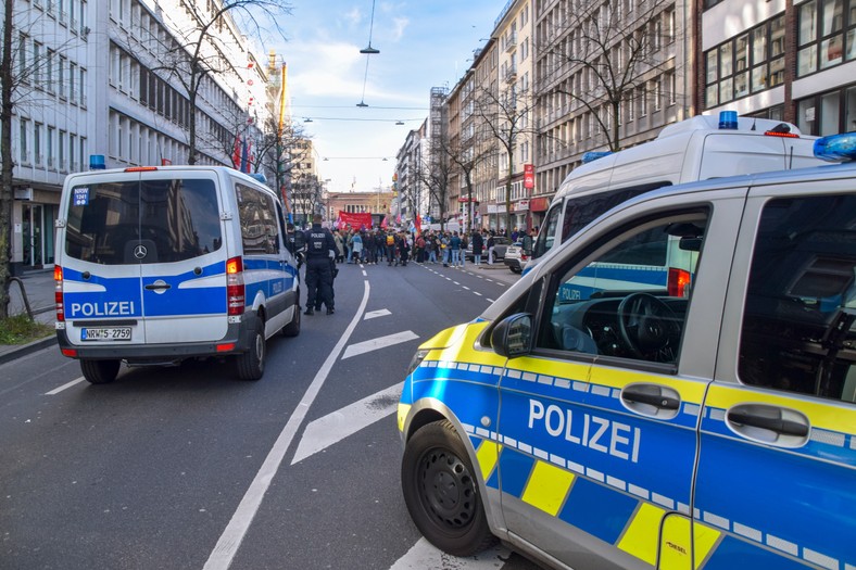 Action of the German police in Dusseldorf, an illustrative photo