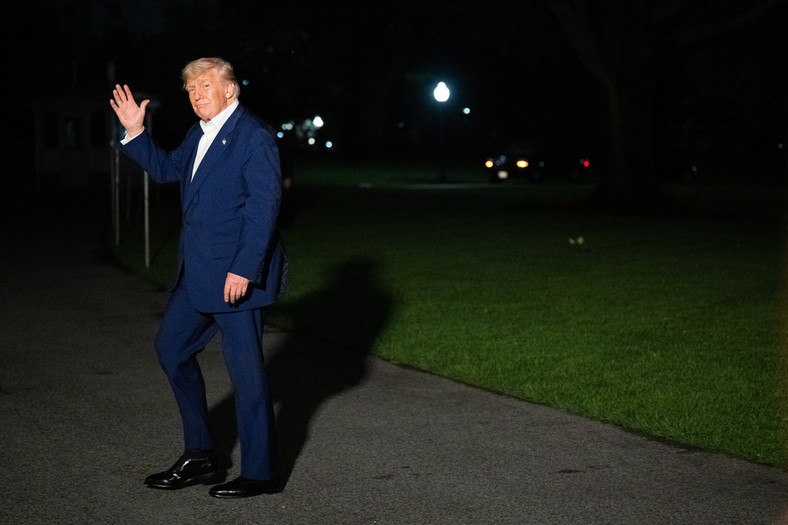 President Donald Trump after returning from the Middle East. Washington, May 16, 2025