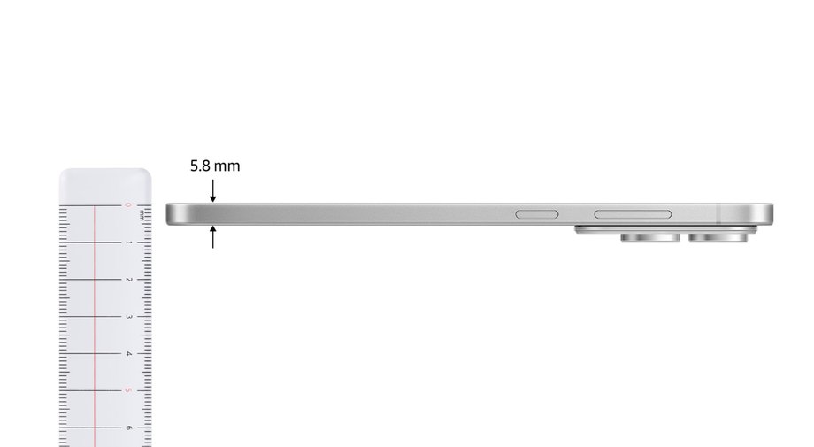 Only 5.8 mm thick. The latest Samsung phone is very thin