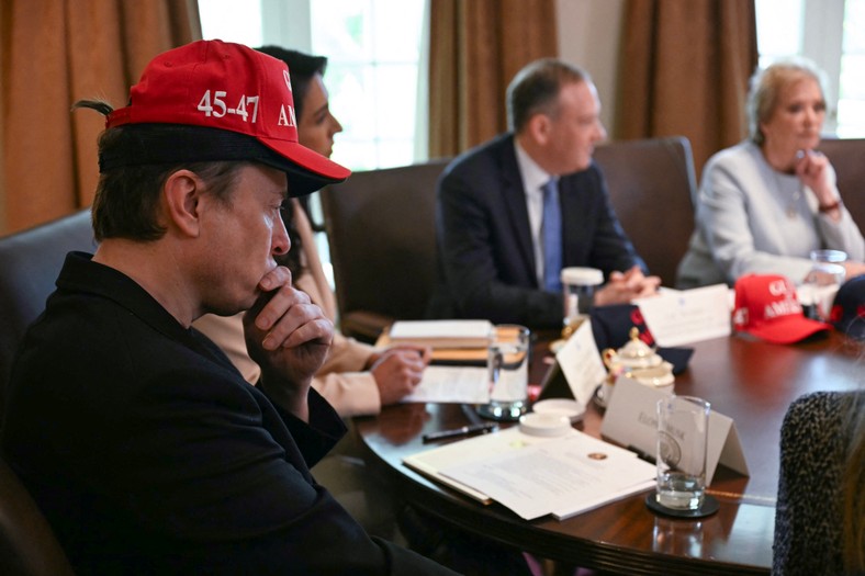 Elon Musk during a meeting of the office at the White House in Washington, April 30, 2025.