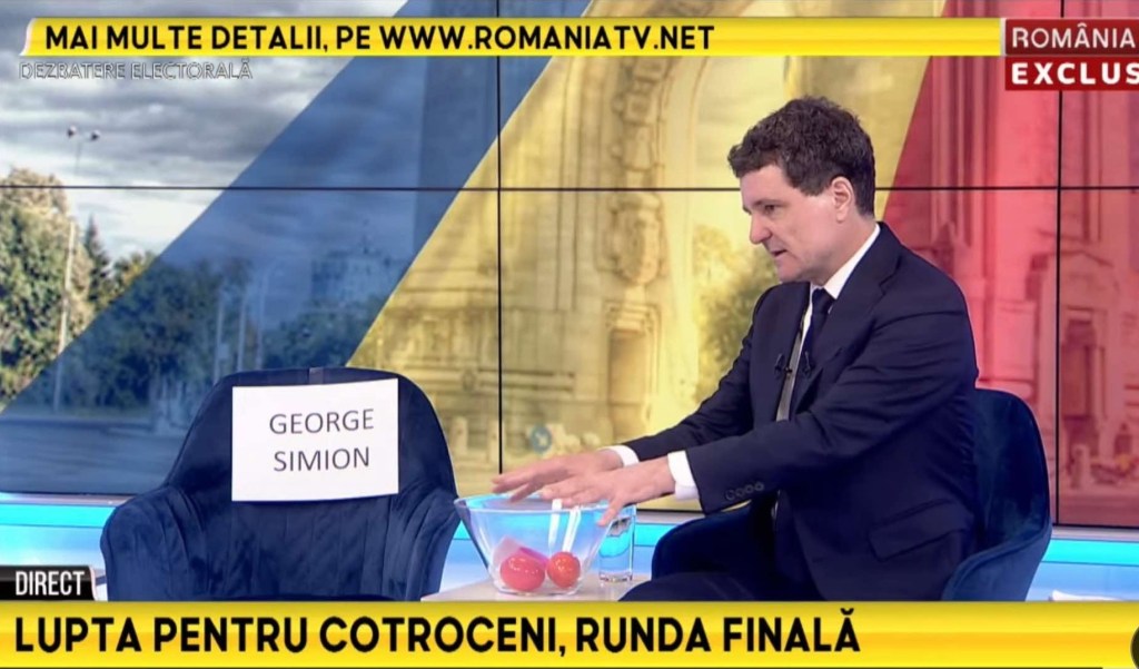 Nicușor Dan participates alone in the presidential debate from Romania TV. Photo: video capture