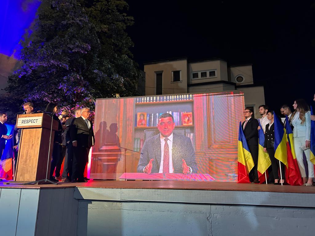 George Simion spoke in a video message after exit polls. Photo: Hotnews / Alexandra Nistor