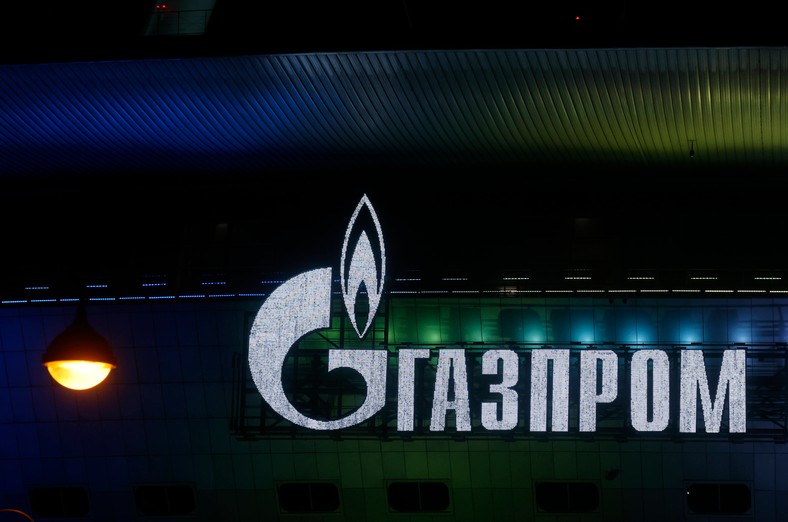 Logo of the Russian Energy Giant Gazprom in Saint Petersburg in Russia, December 30, 2024.